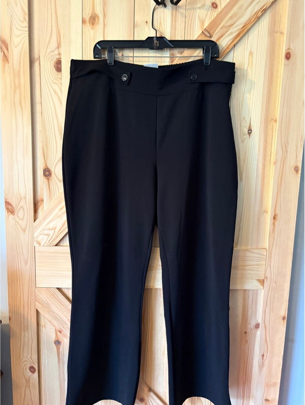 G.W. Sport Black Stretch Pants with Button Detail and Elastic Waistband Size 3X